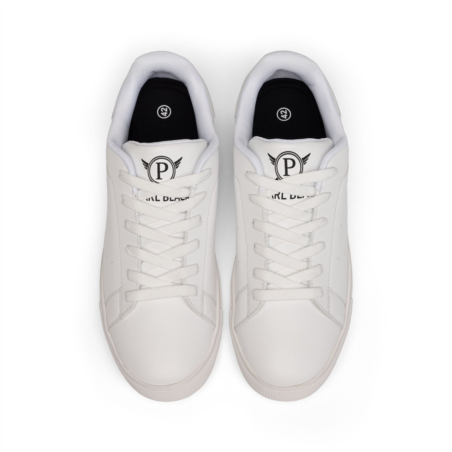 Pearl Black by NGP Men's White Leather Low-Top Sneakers — Minimal Casual Everyday Shoes