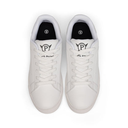 Pearl Black by NGP Men's White Leather Low-Top Sneakers — Minimal Casual Everyday Shoes