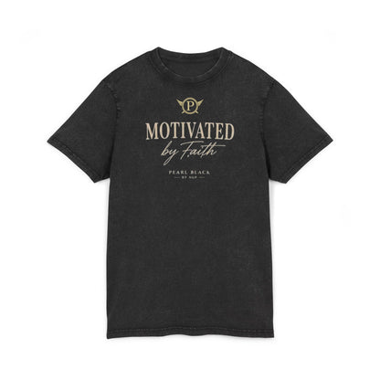 Motivated by Faith Acid-Wash Tee — 'Faith Over Fear' Inspirational Christian T-Shirt