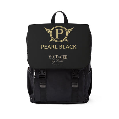 Pearl Black 'Motivated by Passion' Casual Shoulder Backpack