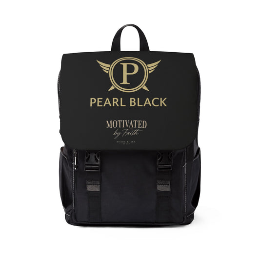 Pearl Black 'Motivated by Passion' Casual Shoulder Backpack