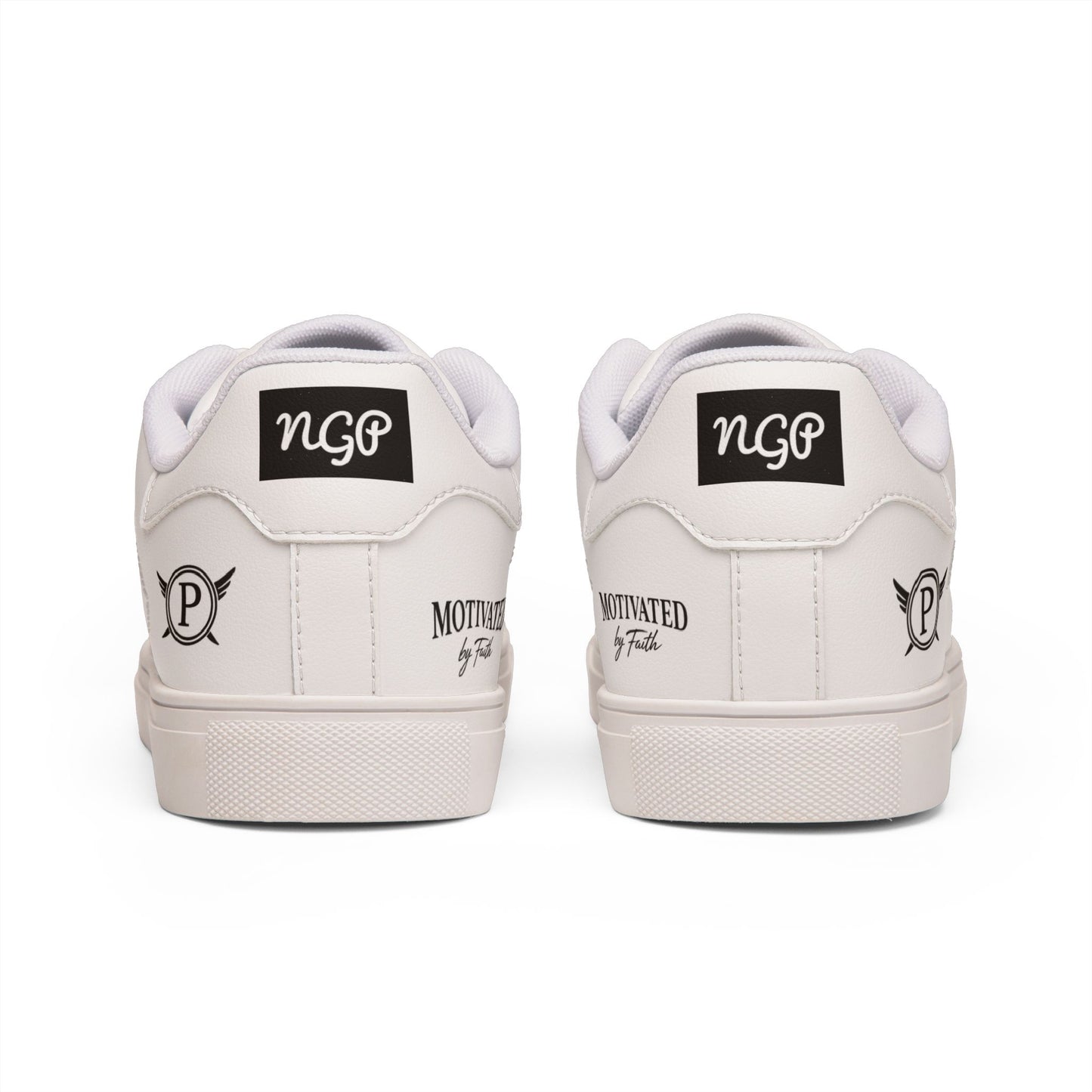 Pearl Black by NGP Men's White Leather Low-Top Sneakers — Minimal Casual Everyday Shoes