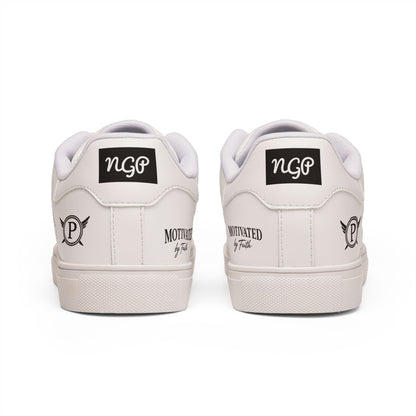 Pearl Black by NGP Men's White Leather Low-Top Sneakers — Minimal Casual Everyday Shoes