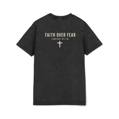 Motivated by Faith Acid-Wash Tee — 'Faith Over Fear' Inspirational Christian T-Shirt