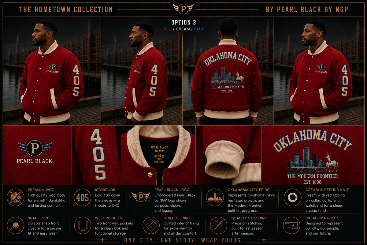 The Modern Frontier Varsity Jacket — Oklahoma City