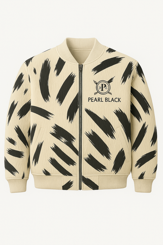 Cream & Black Brush stroke Jacket