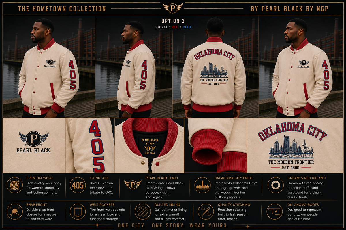 The Modern Frontier Varsity Jacket — Oklahoma City