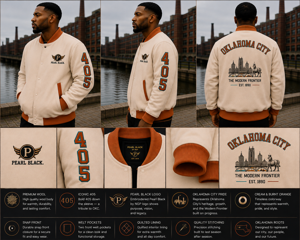 The Modern Frontier Varsity Jacket — Oklahoma City